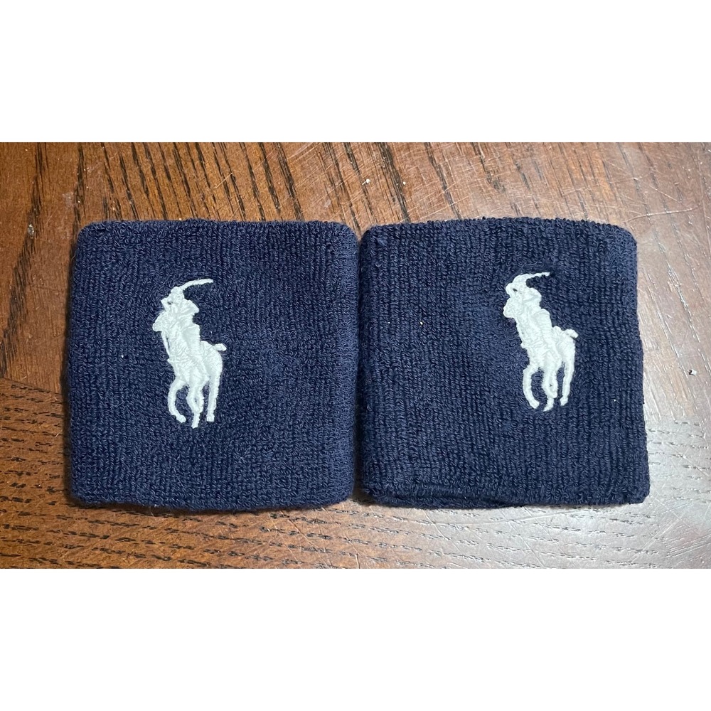 Polo Ralph Lauren Wristbands Unisex OS Navy Blue Good Pony Logo Sweatbands